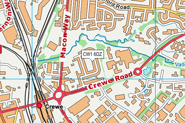 CW1 6DZ map - OS VectorMap District (Ordnance Survey)