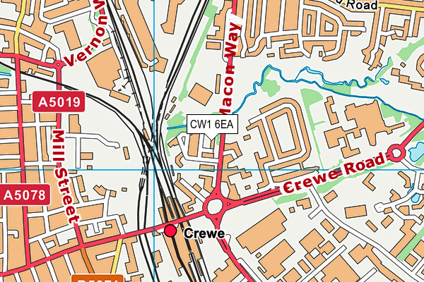 CW1 6EA map - OS VectorMap District (Ordnance Survey)