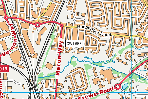 CW1 6EF map - OS VectorMap District (Ordnance Survey)