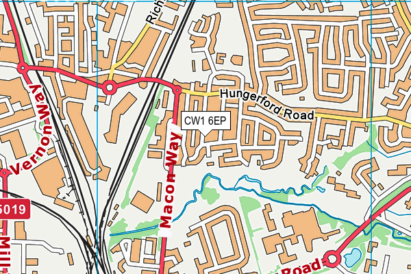 CW1 6EP map - OS VectorMap District (Ordnance Survey)