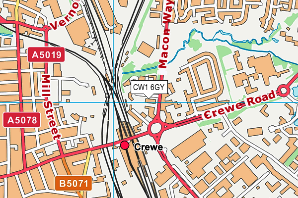 CW1 6GY map - OS VectorMap District (Ordnance Survey)