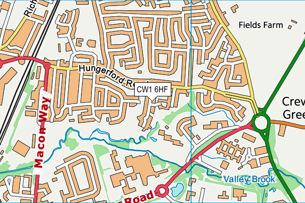 CW1 6HF map - OS VectorMap District (Ordnance Survey)