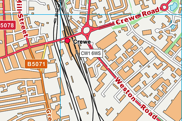 CW1 6WS map - OS VectorMap District (Ordnance Survey)