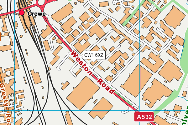 CW1 6XZ map - OS VectorMap District (Ordnance Survey)