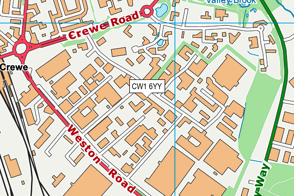 CW1 6YY map - OS VectorMap District (Ordnance Survey)