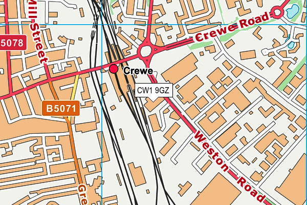 CW1 9GZ map - OS VectorMap District (Ordnance Survey)