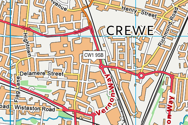 CW1 9SB map - OS VectorMap District (Ordnance Survey)