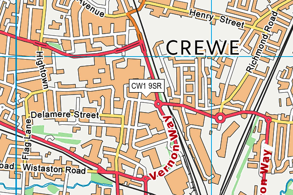 CW1 9SR map - OS VectorMap District (Ordnance Survey)