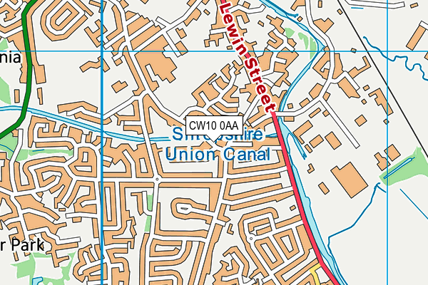 CW10 0AA map - OS VectorMap District (Ordnance Survey)