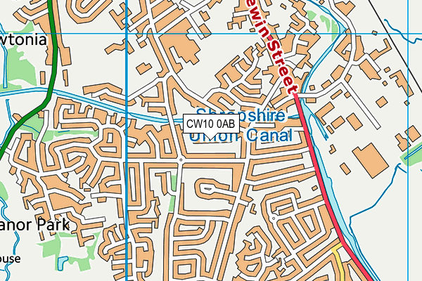 CW10 0AB map - OS VectorMap District (Ordnance Survey)