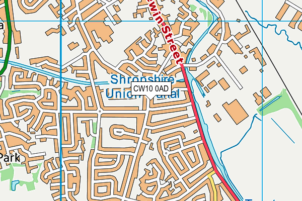 CW10 0AD map - OS VectorMap District (Ordnance Survey)