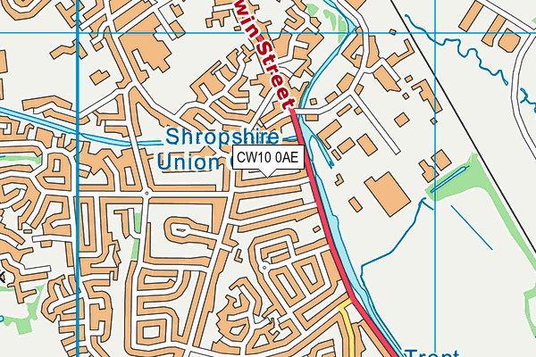 CW10 0AE map - OS VectorMap District (Ordnance Survey)