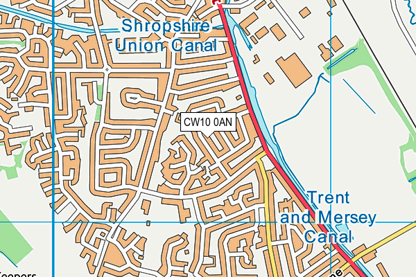 CW10 0AN map - OS VectorMap District (Ordnance Survey)