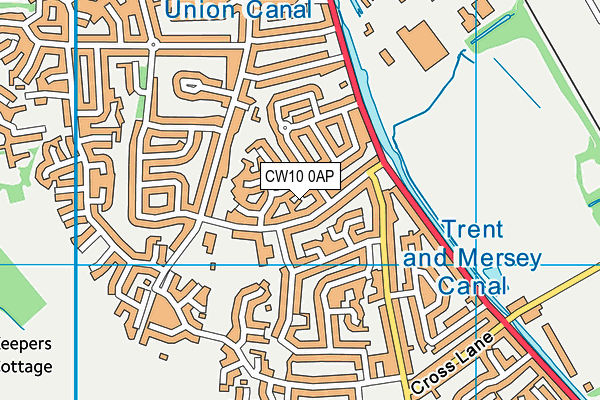 CW10 0AP map - OS VectorMap District (Ordnance Survey)