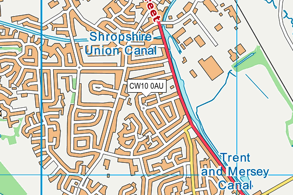 CW10 0AU map - OS VectorMap District (Ordnance Survey)