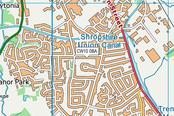 CW10 0BA map - OS VectorMap District (Ordnance Survey)