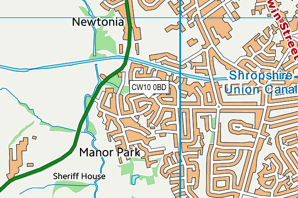 CW10 0BD map - OS VectorMap District (Ordnance Survey)