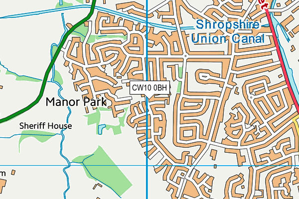 CW10 0BH map - OS VectorMap District (Ordnance Survey)