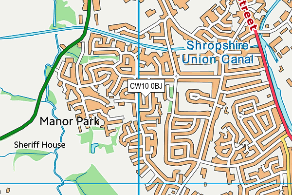 CW10 0BJ map - OS VectorMap District (Ordnance Survey)