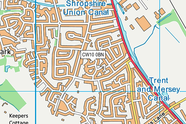 CW10 0BN map - OS VectorMap District (Ordnance Survey)