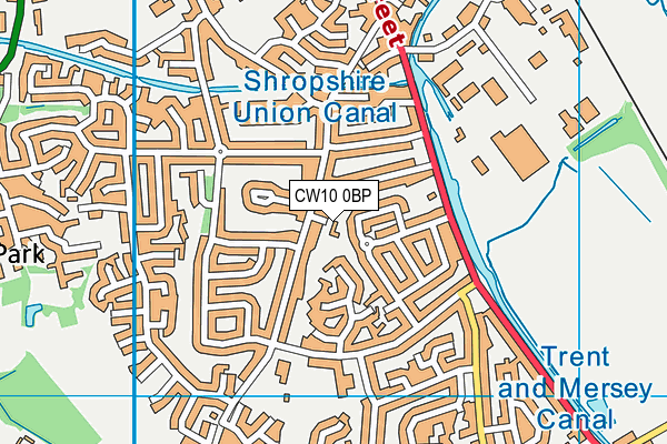 CW10 0BP map - OS VectorMap District (Ordnance Survey)