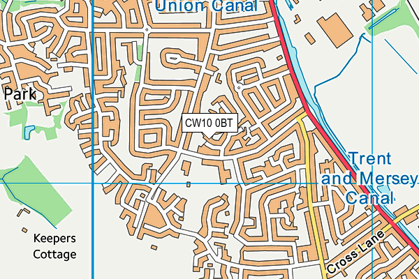 CW10 0BT map - OS VectorMap District (Ordnance Survey)
