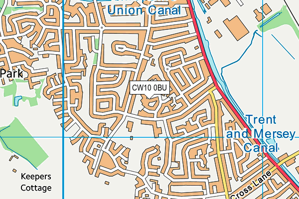 CW10 0BU map - OS VectorMap District (Ordnance Survey)