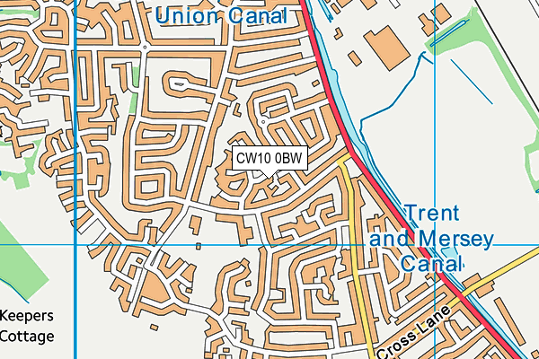 CW10 0BW map - OS VectorMap District (Ordnance Survey)