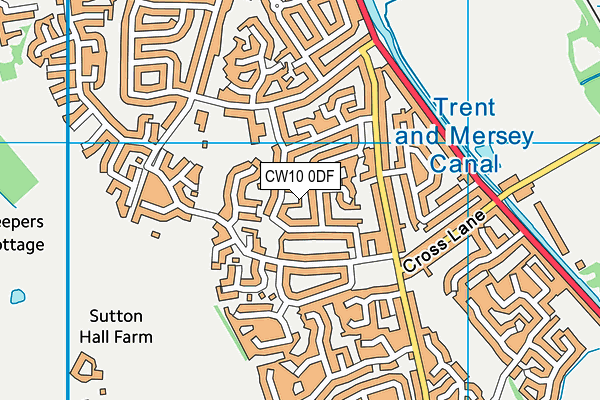 CW10 0DF map - OS VectorMap District (Ordnance Survey)