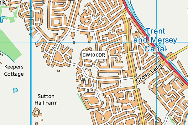 CW10 0DR map - OS VectorMap District (Ordnance Survey)