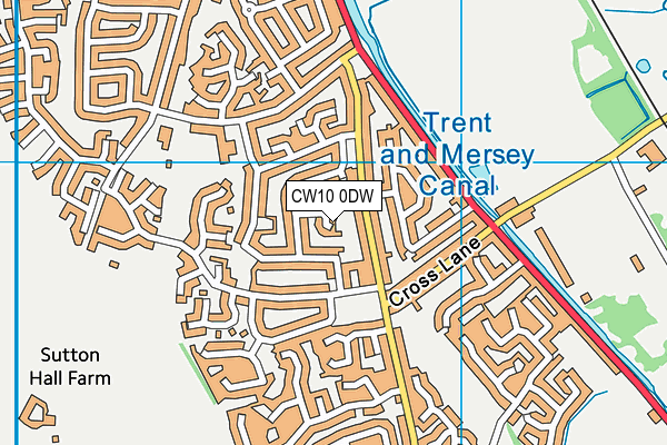 CW10 0DW map - OS VectorMap District (Ordnance Survey)