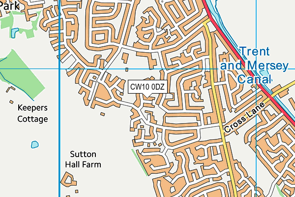 CW10 0DZ map - OS VectorMap District (Ordnance Survey)