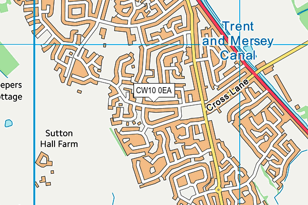 CW10 0EA map - OS VectorMap District (Ordnance Survey)