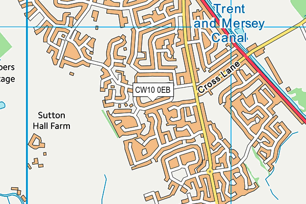 CW10 0EB map - OS VectorMap District (Ordnance Survey)
