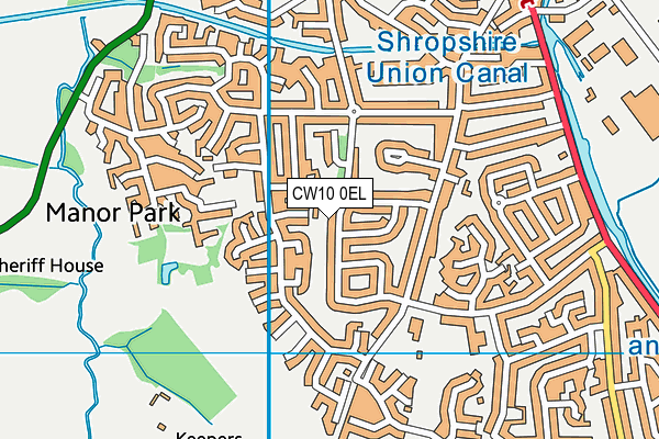 CW10 0EL map - OS VectorMap District (Ordnance Survey)