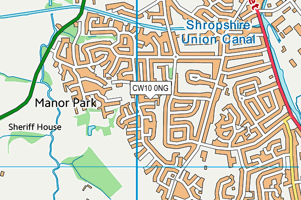 CW10 0NG map - OS VectorMap District (Ordnance Survey)