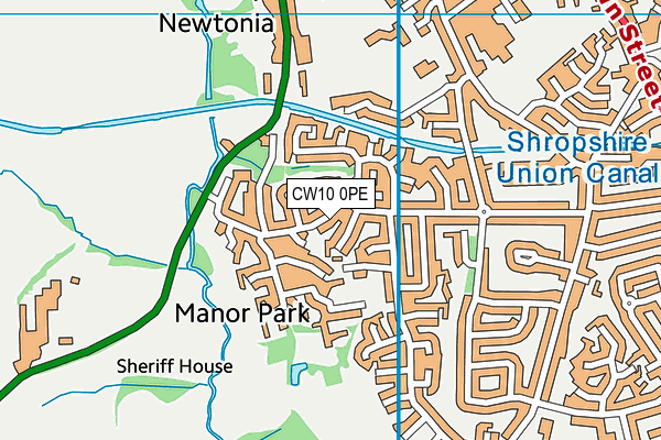 CW10 0PE map - OS VectorMap District (Ordnance Survey)