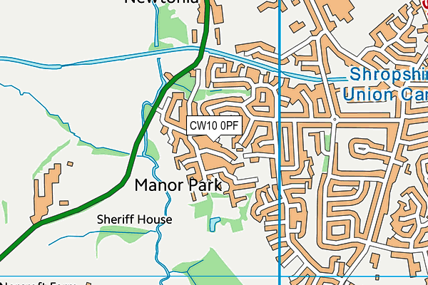 CW10 0PF map - OS VectorMap District (Ordnance Survey)