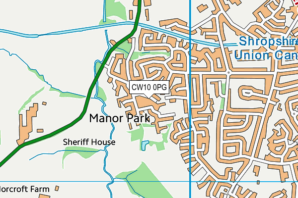 CW10 0PG map - OS VectorMap District (Ordnance Survey)