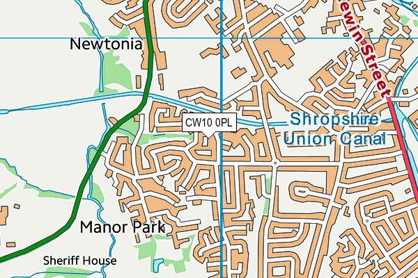 CW10 0PL map - OS VectorMap District (Ordnance Survey)