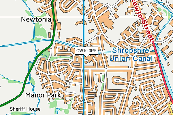 CW10 0PP map - OS VectorMap District (Ordnance Survey)