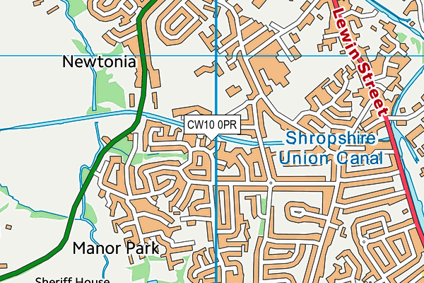 CW10 0PR map - OS VectorMap District (Ordnance Survey)
