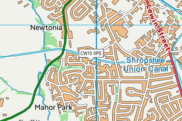 CW10 0PS map - OS VectorMap District (Ordnance Survey)