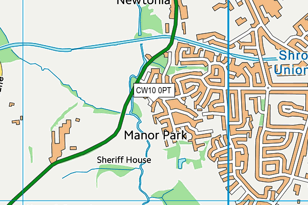 CW10 0PT map - OS VectorMap District (Ordnance Survey)