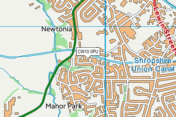 CW10 0PU map - OS VectorMap District (Ordnance Survey)