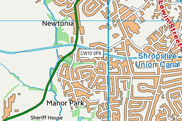 CW10 0PX map - OS VectorMap District (Ordnance Survey)