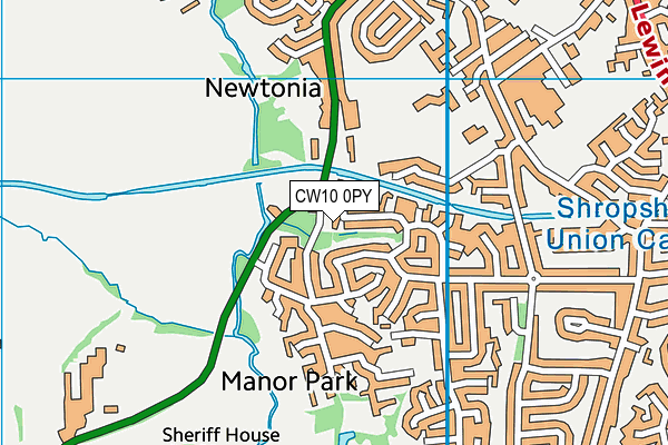 CW10 0PY map - OS VectorMap District (Ordnance Survey)