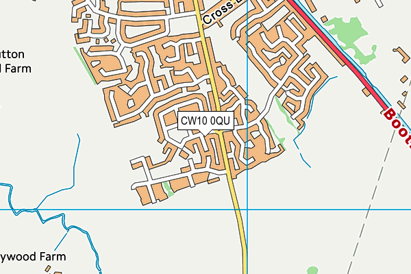 CW10 0QU map - OS VectorMap District (Ordnance Survey)