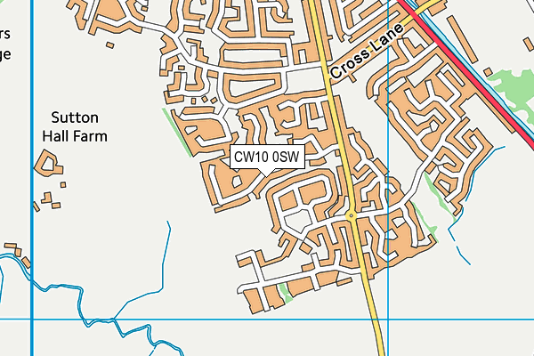 CW10 0SW map - OS VectorMap District (Ordnance Survey)