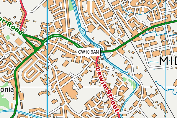 CW10 9AN map - OS VectorMap District (Ordnance Survey)